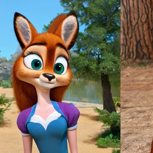 Prompt: female, anthropomorphic deer, style of disney princess, and zootopia