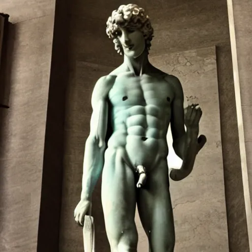 Image similar to handsome quidward, michelangelo david