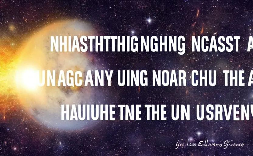 Image similar to Nothing can occur that is larger than because you are the universe