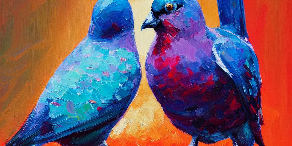 Prompt: portrait of a pidgeon detailed painting beautiful artwork by alena aenami by monnet