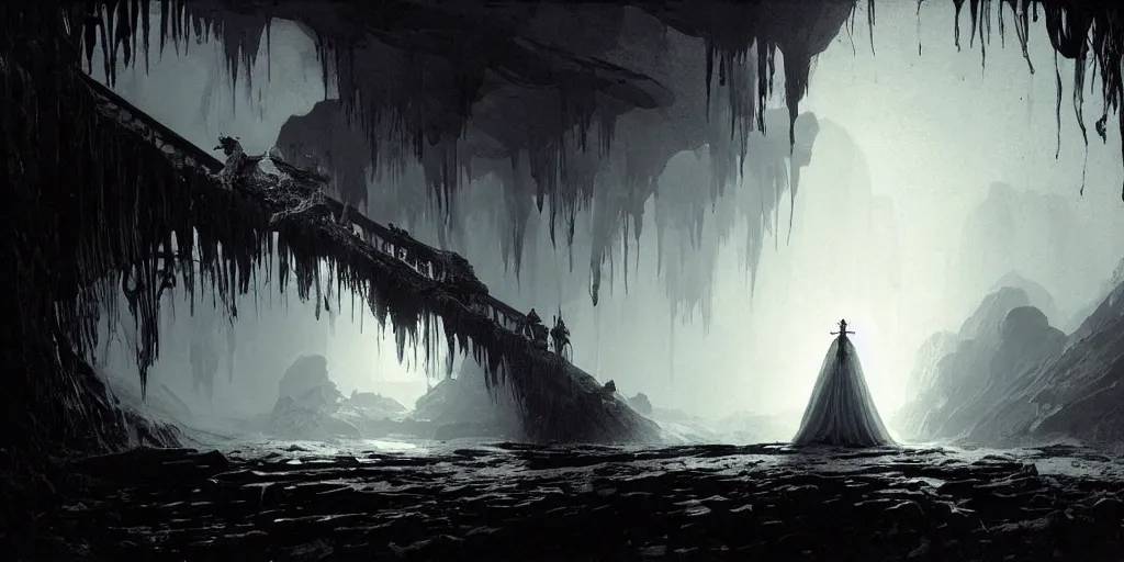 Image similar to a dead bride corpse lying in a dark cave bunad crown. radiant light, detailed and intricate environment, digital art, trending on art station kvlt by peder balke by peder balke by greg rutkowski, by guido crepax by norman bluhm by greg rutkowski mystic high contrast monochromatic noir