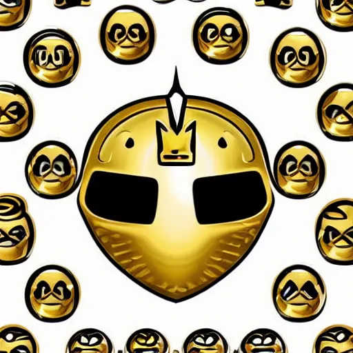 Prompt: gaming emoji concept gold armor crown style of emoji, vector art, white background, no watermark white background