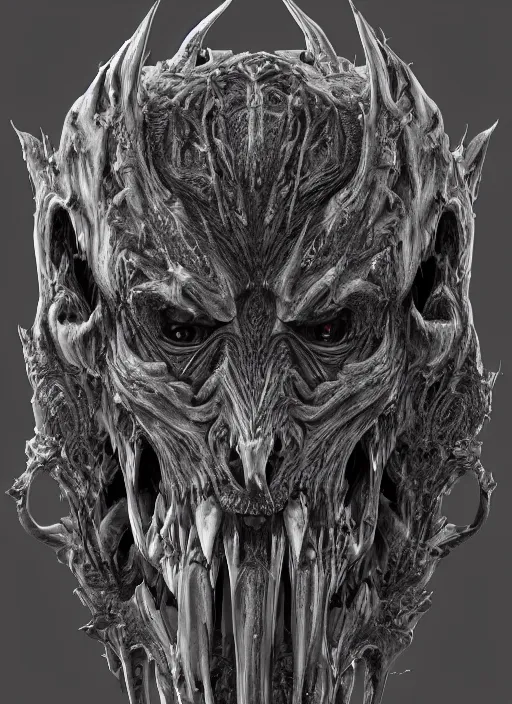 Image similar to a 3 d render of a demonic creature, symmetrical features, detailed, intricate details, dark, atmospheric, hyper - detailed, trending on artstation