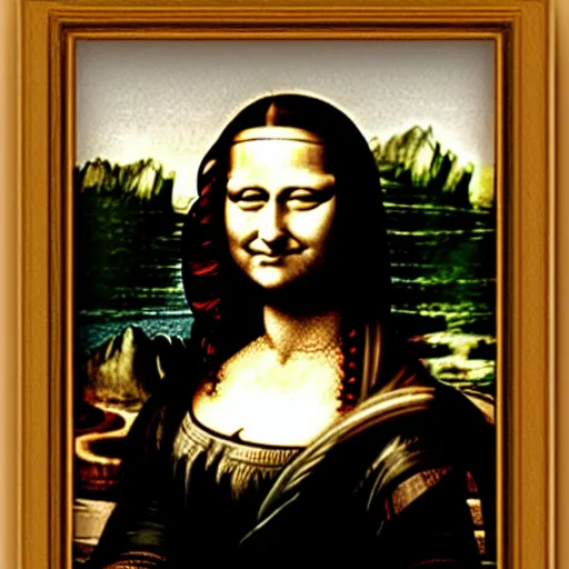 Prompt: the (monalisa) perfectly symmetrical