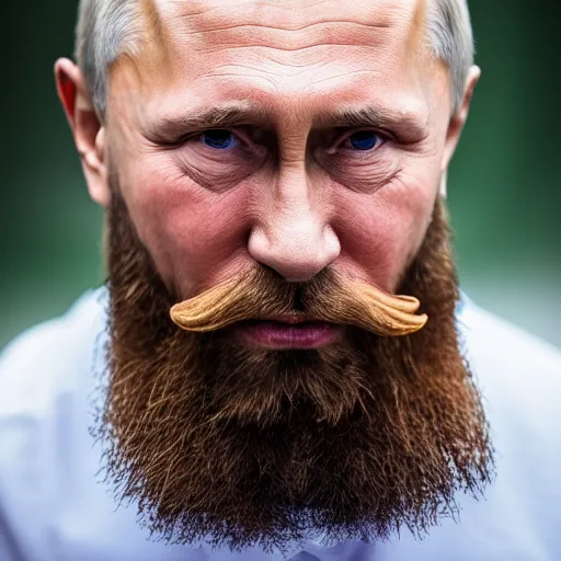Image similar to Putin with beard, EOS-1D, f/1.4, ISO 200, 1/160s, 8K, RAW, unedited, symmetrical balance, in-frame