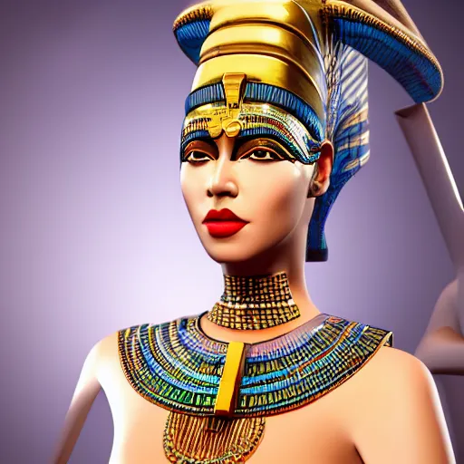 Image similar to ancient egypt inspired avant-garde art, deco fashion, highly detailed, photorealistic portrait, bright studio setting, studio lighting, crisp quality and light reflections, unreal engine 5 quality render