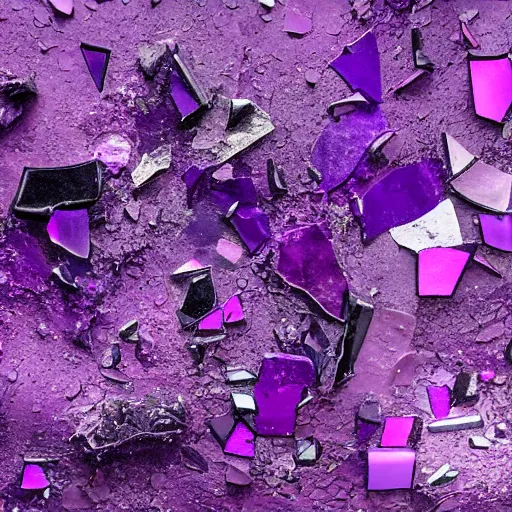 Image similar to purple shattered paint!, lava!!!, conglomerate!, slush!!, organized composition!, abstract sculpture!!!!, black backdrop, 4k, award-winning photo!!!!