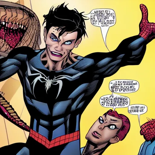 Image similar to peter parker being taken over by the venom symbiote