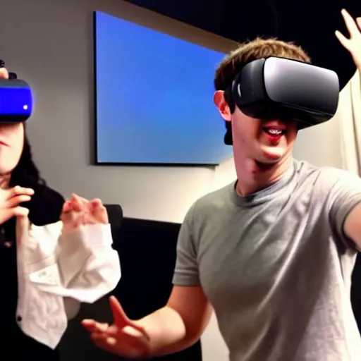 Prompt: anime Mark Zuckerberg dancing with vr headset on
