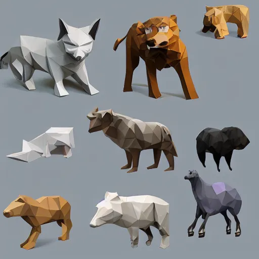 Image similar to low-poly animal 3d model pack