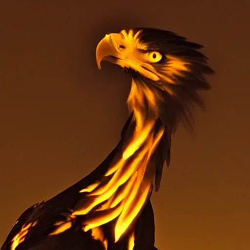 Image similar to flaming eagle in the darkness