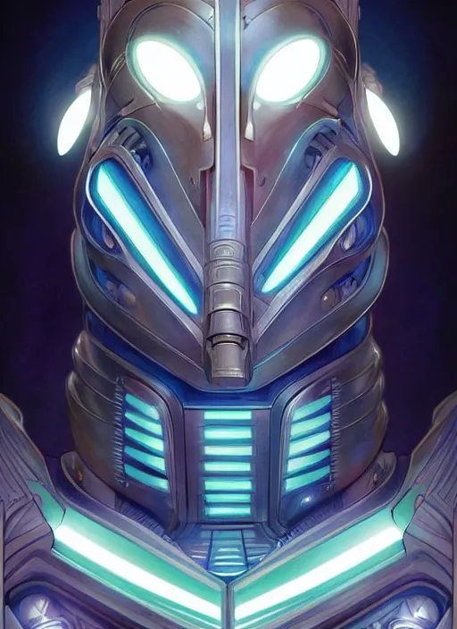 Prompt: Symmetry!! portrait of the Guyver, sci-fi armour, tech wear, glowing lights!! sci-fi, intricate, elegant, highly detailed, digital painting, artstation, concept art, smooth, sharp focus, illustration, art by artgerm and greg rutkowski and alphonse mucha