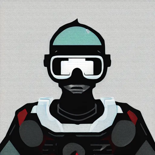 Image similar to krunker character wearing goggles with the word pixel spelt out above in a cyberpunk aesthetic