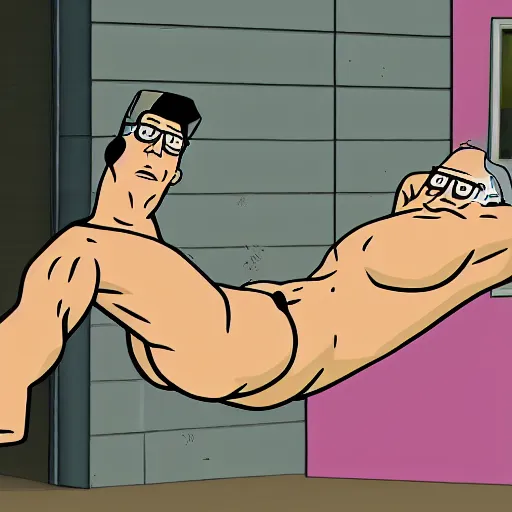 Prompt: Hank Hill kicking someone in the neck