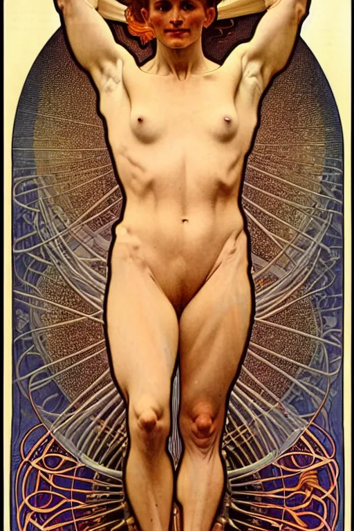 Prompt: anatomically accurate model of the full human muscular system infected by night, full body, intricate parts, fine details, hyper - realistic, elegant. by seichen, alphonse mucha, surreal