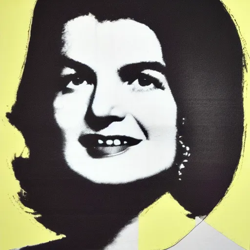 Image similar to individual silk screen portrait of jacqueline kennedy by andy warhol