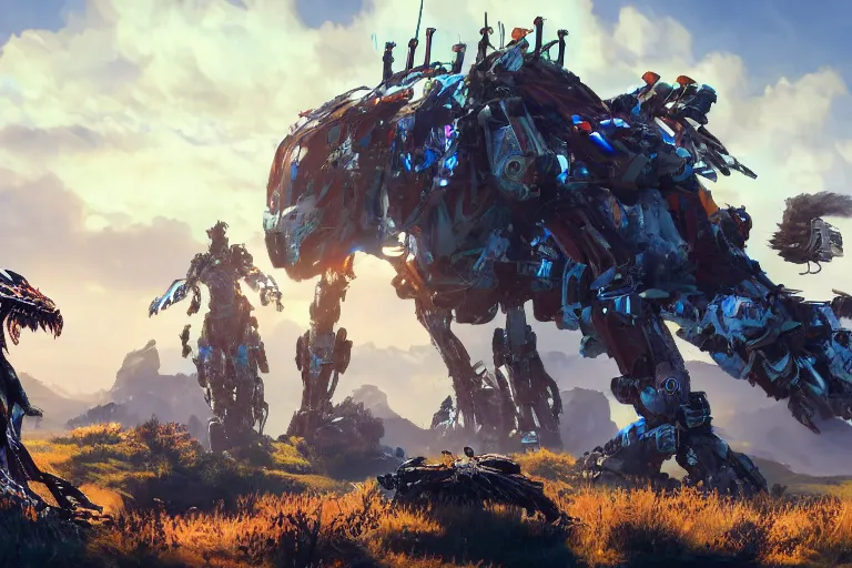 Image similar to glinthawk machine mecha animal beast robot of horizon forbidden west horizon zero dawn bioluminiscence global illumination ray tracing hdr fanart arstation by sung choi and eric pfeiffer and gabriel garza and casper konefal