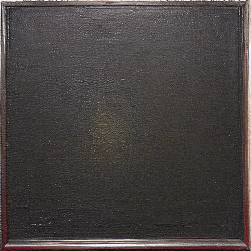 Image similar to oil painting, black square on canvas