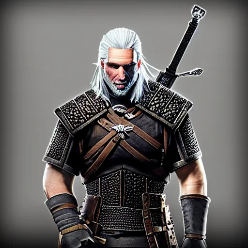 Image similar to geralt of rivia in minecraft