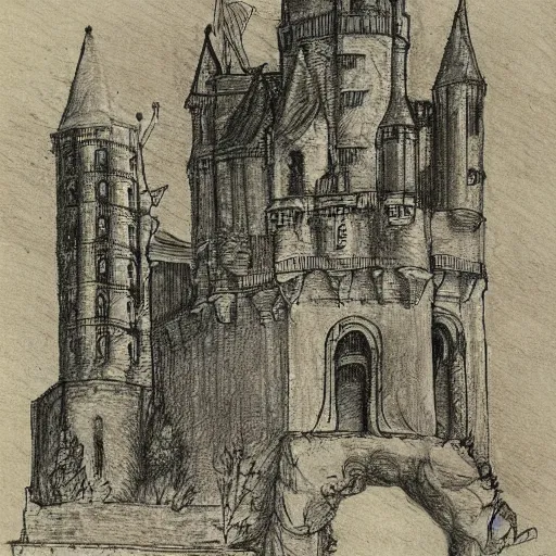 Image similar to drawing of a castle made of lace by albrecht durer