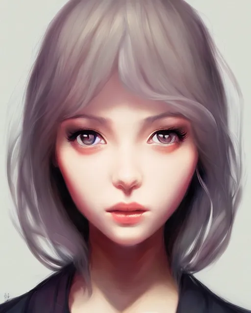 Prompt: a centered portrait of a beautiful nervous girl, by artgerm, ross tran, in the style of ilya kuvshinov. 7 0 mm