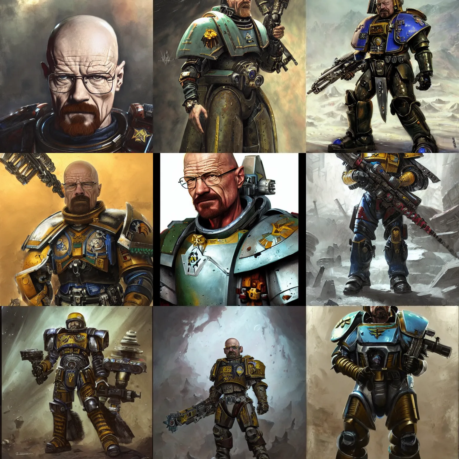 Prompt: Walter White as a space marine Primarch, warhammer 40k, character portrait art by Donato Giancola, Craig Mullins, digital art, trending on artstation