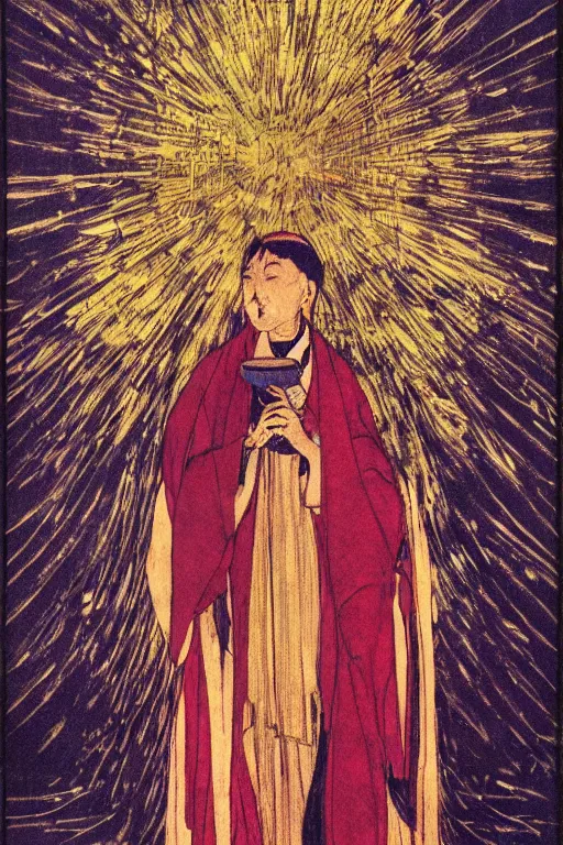 Image similar to A nezumi Preacher, Election Poster, by Harry Clarke, Reflection ray tracing, Rays of shimmering light, Trending on artstation, artstationHD, artstationHQ, 4k, 8k