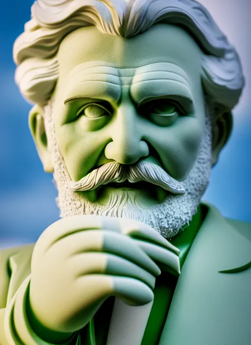 Image similar to colonel sanders as verde alpi marble statue by michaelangelo, high lights, 4 k, high detailed photography, 5 0 mm lens, depth of field, cinematic