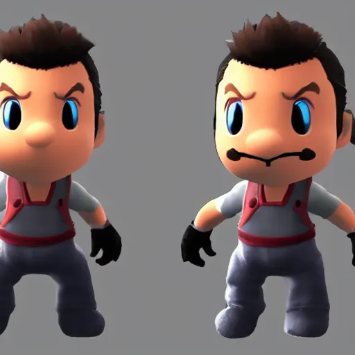 Prompt: peter falk as a character in super smash bros. ultimate, 3 d render, official render, grey background