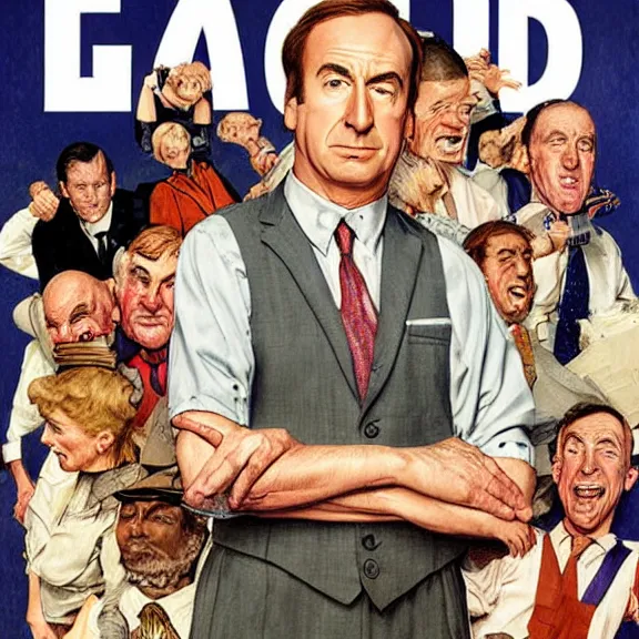 Image similar to portrait of saul goodman in the style of norman rockwell, official promo art