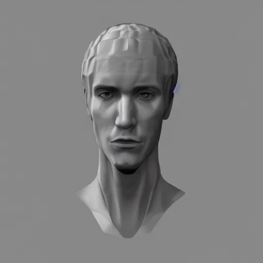 Image similar to generic male npc face, vaporwave album cover untextured rendered in ssao only, vray, terragen, glowing, subdivision subsurface scattering