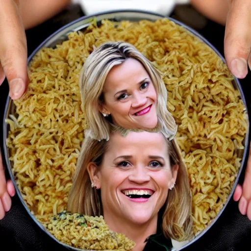 Image similar to a pile of rice with reece witherspoon face