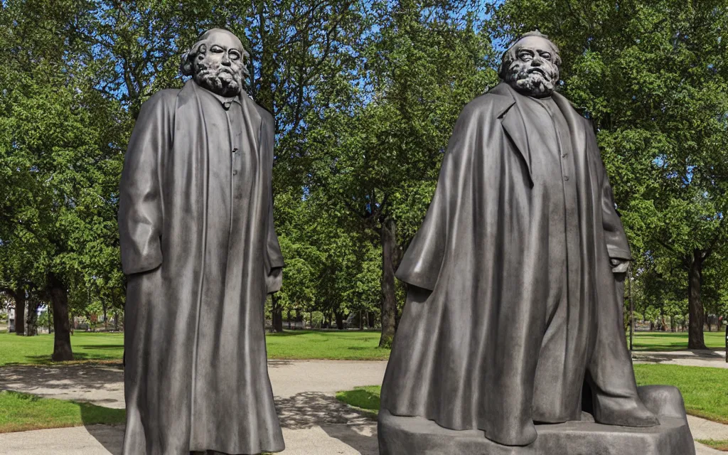 Image similar to large statue of marx, in the statue park in st. petersburg, by kenton nelson,