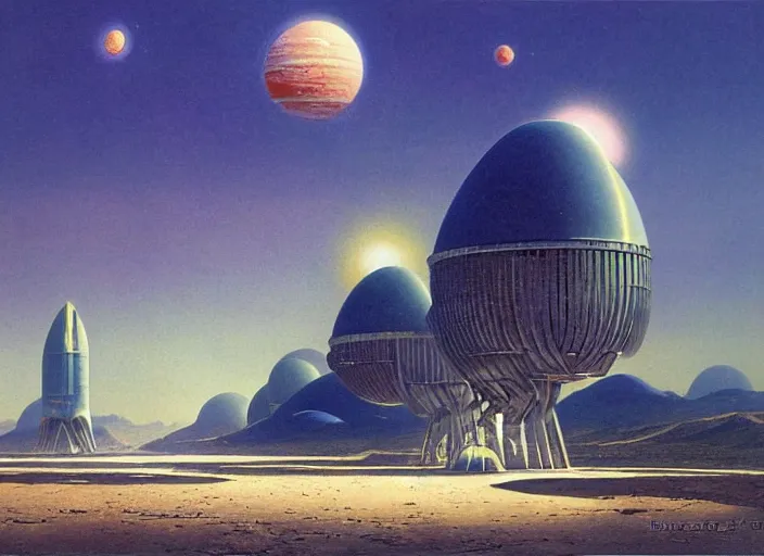 Image similar to a spaceport in an empty landscape by bruce pennington