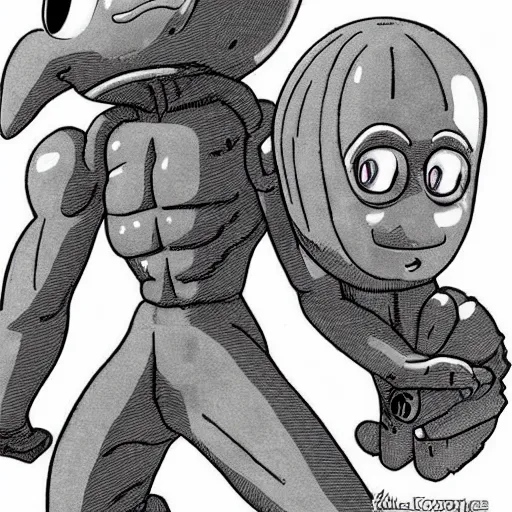 Prompt: gray alien in the style of akira toriyama