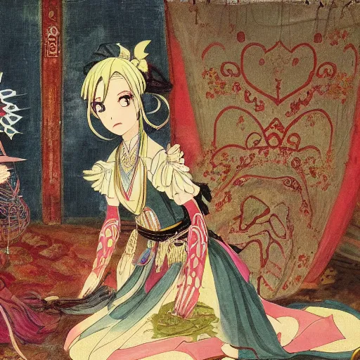 Prompt: madoka magica, 19th century orientalist painting