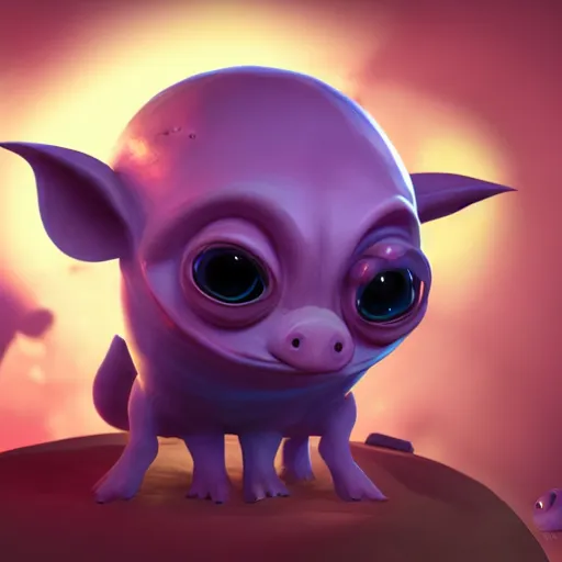 Image similar to 3D Fantasy Cute and adorable alien piggy in space, bright stars, Smooth 3D Illustration, soft render, Servando Lupini, Daniil Kudriavtsev, handpaint texture, Blender, 3DCoat