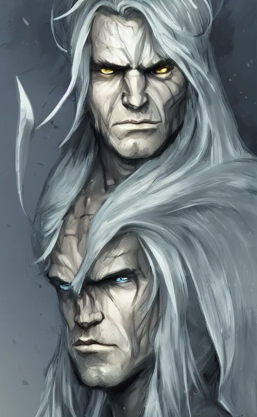 Image similar to fantasy character art, drizzt do\'urden, portrait, color, trending on artstation