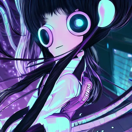 Image similar to Frequency indie album cover, luxury advertisement, white and purple colors. highly detailed post-cyberpunk sci-fi close-up schoolgirl in asian city in style of cytus and deemo, mysterious vibes, by Ilya Kuvshinov, by Greg Tocchini, nier:automata, set in half-life 2, beautiful with eerie vibes, very inspirational, very stylish, with gradients, surrealistic, postapocalyptic vibes, depth of filed, mist, rich cinematic atmosphere, perfect digital art, mystical journey in strange world, beautiful dramatic dark moody tones and studio lighting, shadows, bastion game, arthouse