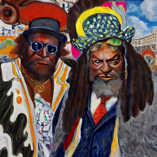 Image similar to high quality high detail painting by lucian freud, hd, portrait of george clinton, parliament - funkadelic