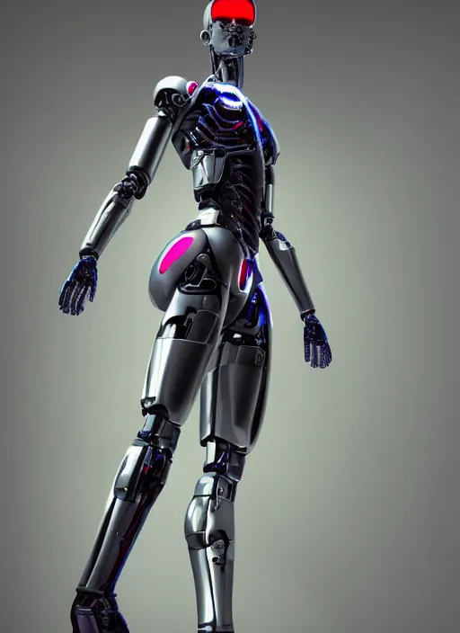 Prompt: photorealistic detailed full body picture of a female cyborg, pretty face, with head arms legs feet and hands, standing glamour pose, neon lights, humanoid, extreme, uhdr, book called the most influental cyborg in 2 0 5 0, fine details, highly detailed, intricate, smooth sharp focus, symmetrical features, environmental portrait, realistic render