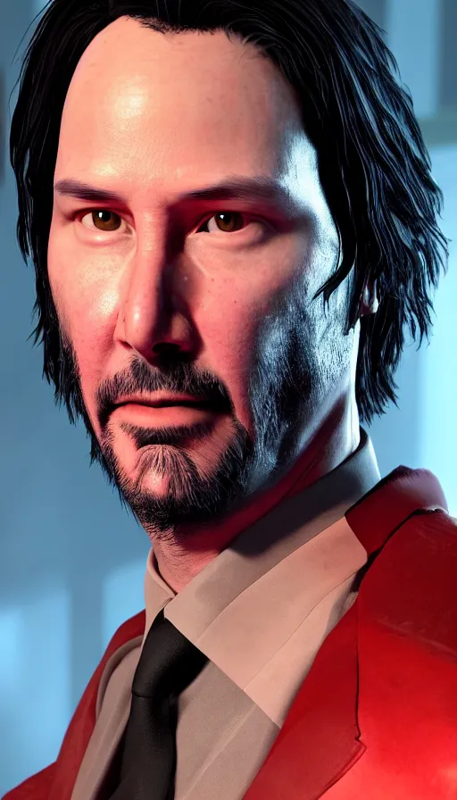 Image similar to :a portrait of KEANU REEVES as Batman by Valentina Remenar+UNREAL ENGINE 5+4K UHD IMAGE+Stunning LIGHTING+Stunning SHADERS+SUBSTANCE PAINTER