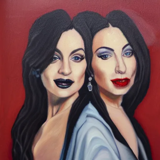 Prompt: oil-on-canvas portraits of Lady O'Googoo and Lady O'Gaga