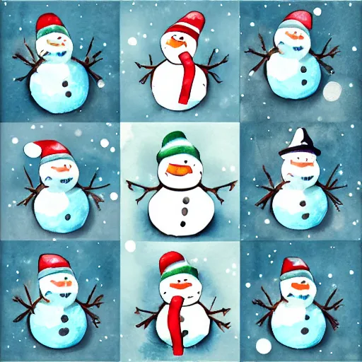 Expressive Face Snowman Winter Collage Art Lesson