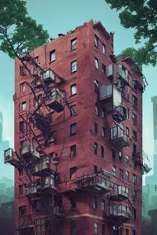 Prompt: (((((a ramshackle manhattan brick brownstone deep in the forest))))) by Beeple!!!!!!!!!!!!!!!!!!!!!!!!!!!