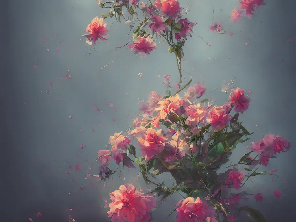 Image similar to retro painting of surreal waiim flower, by bryen frost, highly detailed, hyperrealism, excellent composition, cinematic concept art, dramatic lighting, trending on artstation