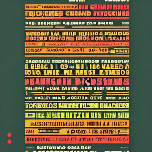 Image similar to beautiful cool graphic design setlist for pitchfork festival, bauhaus style shapes bright colors psychedelic stickers bold text design, set list of bands saturday and sunday