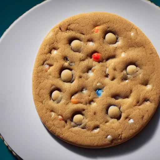 Image similar to circular golden cookie licking itself, pixar