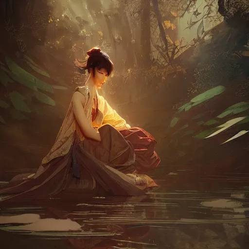 Prompt: a photorealistic dramatic fantasy render of a japanese kami in its shintai by wlop, artgerm, greg rutkowski, alphonse mucha, beautiful dynamic dramatic dark moody lighting, shadows, cinematic atmosphere, artstation, concept design art, octane render, 8 k