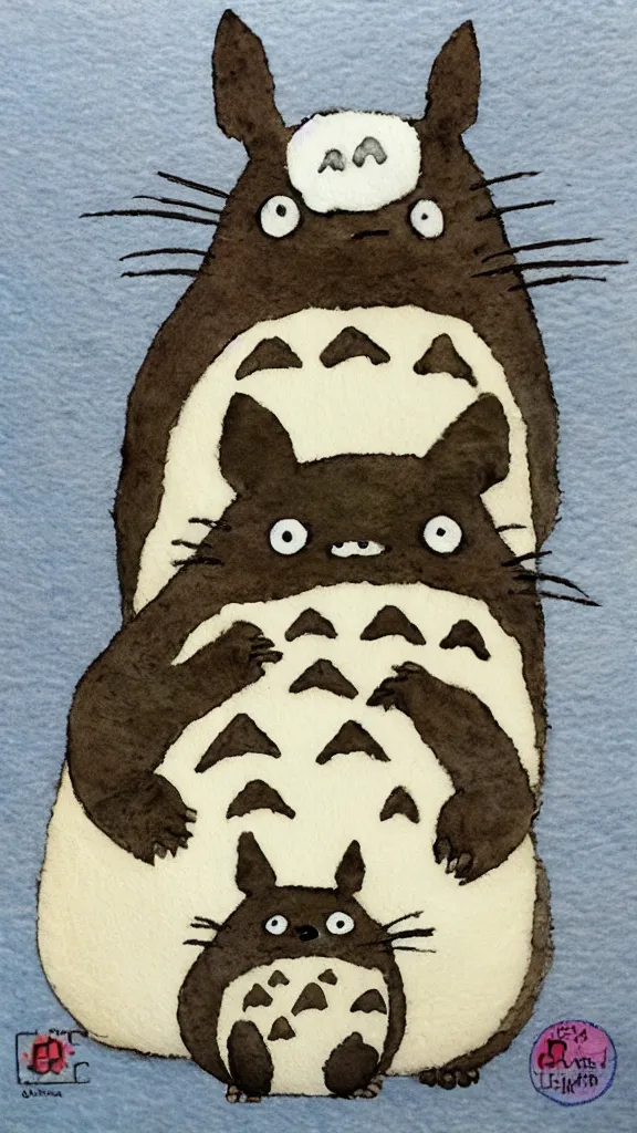 Image similar to totoro, style watercolor and dry felting